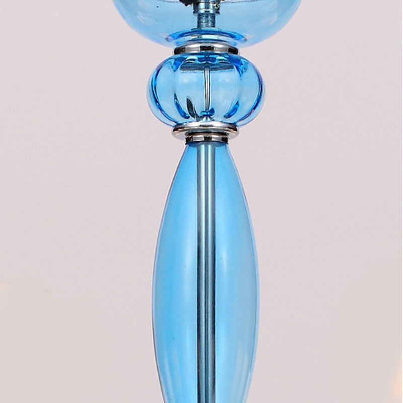 Tradition Starburst Glass Chandelier - 12 Bulbs, White/Red/Blue with Cone Fabric Shade