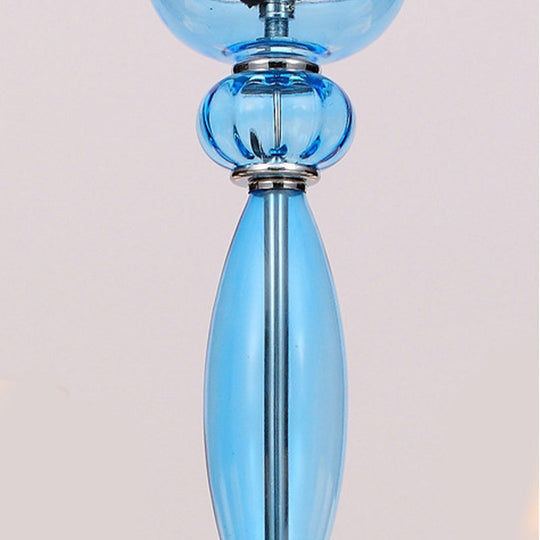 Tradition Starburst Glass Chandelier - 12 Bulbs, White/Red/Blue with Cone Fabric Shade