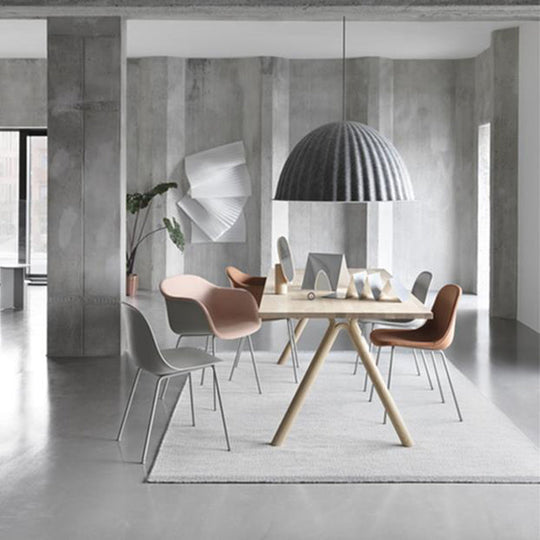 Modern Grey Pendant Light with Bowl Metal Shade for Living Room Ceiling