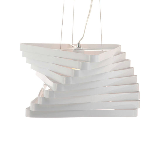 Laser Cut Hanging Pendant Light - Contemporary Metal Ceiling Fixture in White