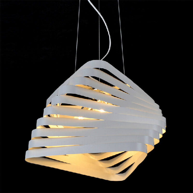 Laser Cut Hanging Pendant Light - Contemporary Metal Ceiling Fixture in White