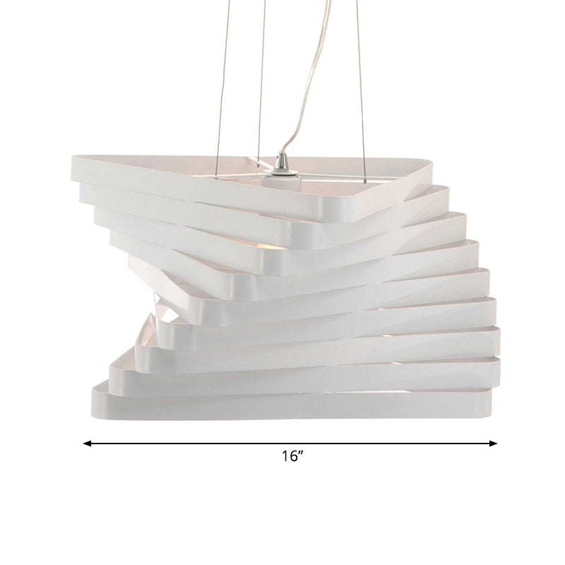 Laser Cut Hanging Pendant Light - Contemporary Metal Ceiling Fixture in White