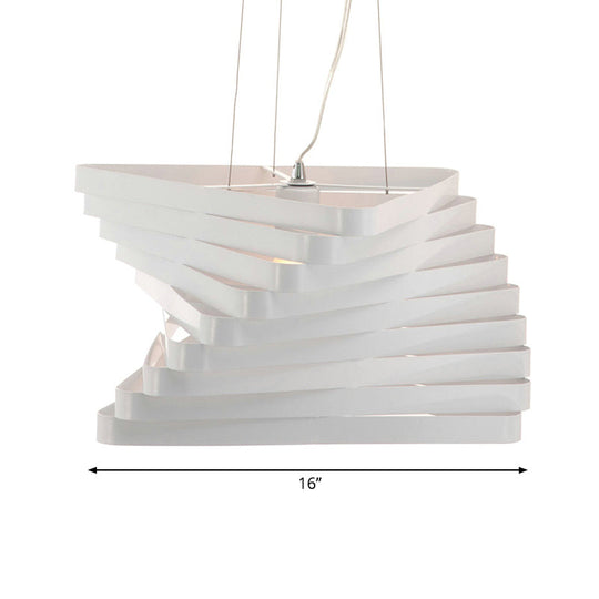 Laser Cut Hanging Pendant Light - Contemporary Metal Ceiling Fixture in White