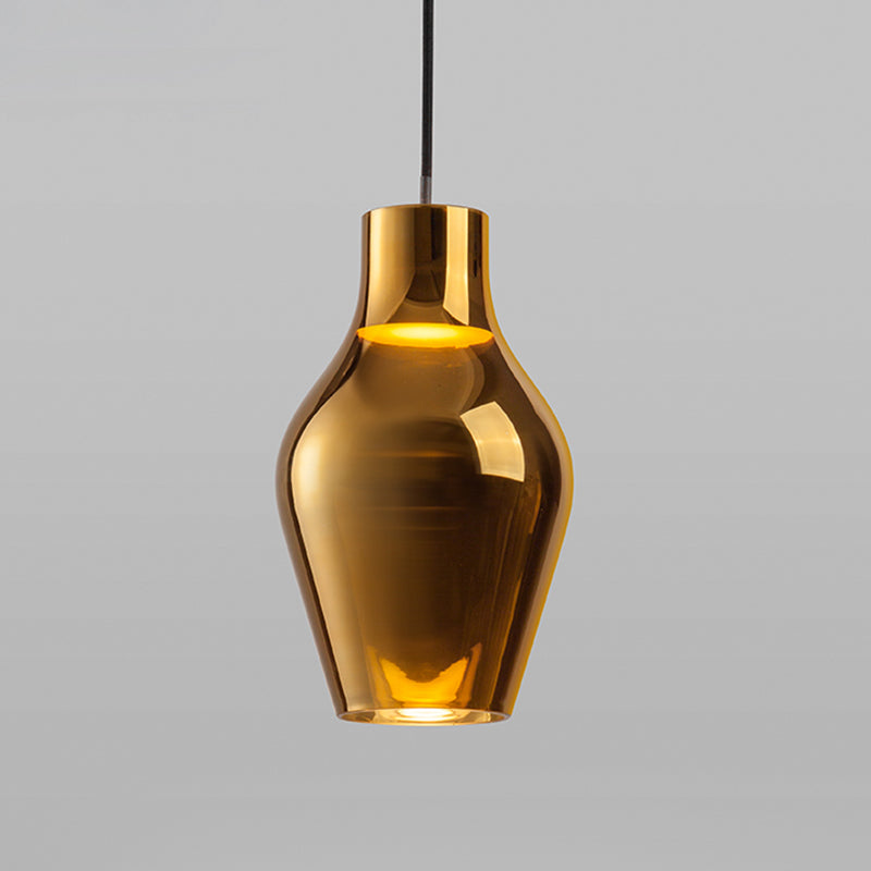 Contemporary Gold Glass Urn Hanging Light - 1 Head Pendant Lighting Fixture, 6.5"/8.5" Wide