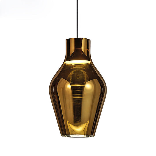 Contemporary Gold Glass Urn Hanging Light - 1 Head Pendant Lighting Fixture, 6.5"/8.5" Wide