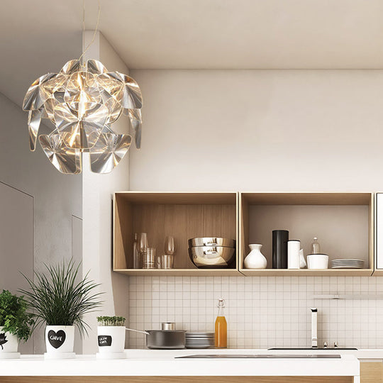 Modern Clear Glass Round Pendant Light - 1 Head, Wide Ceiling Hanging - 22"/25.5" Size