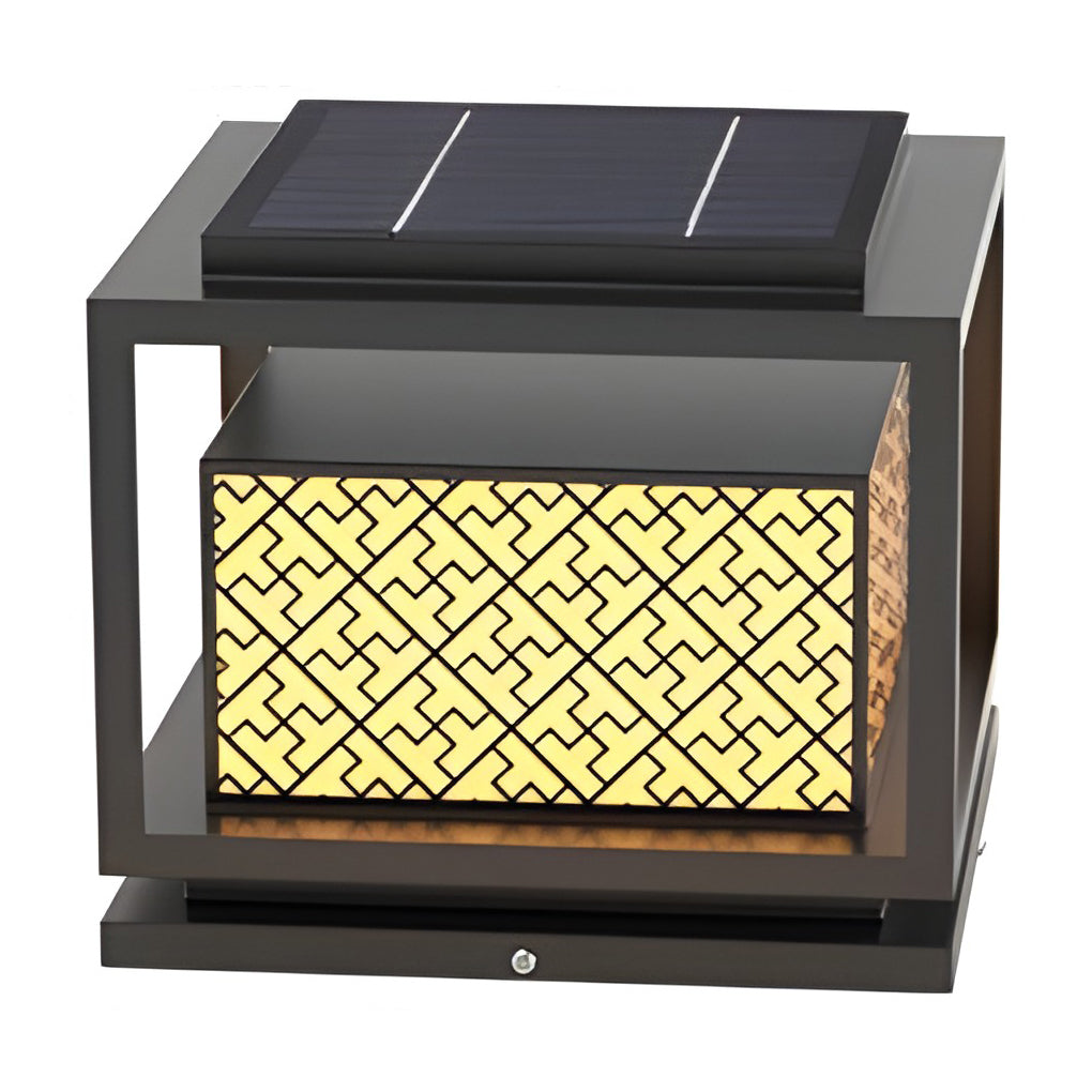 Square Solar Waterproof Outdoor Fence Post Light with Warm Glow