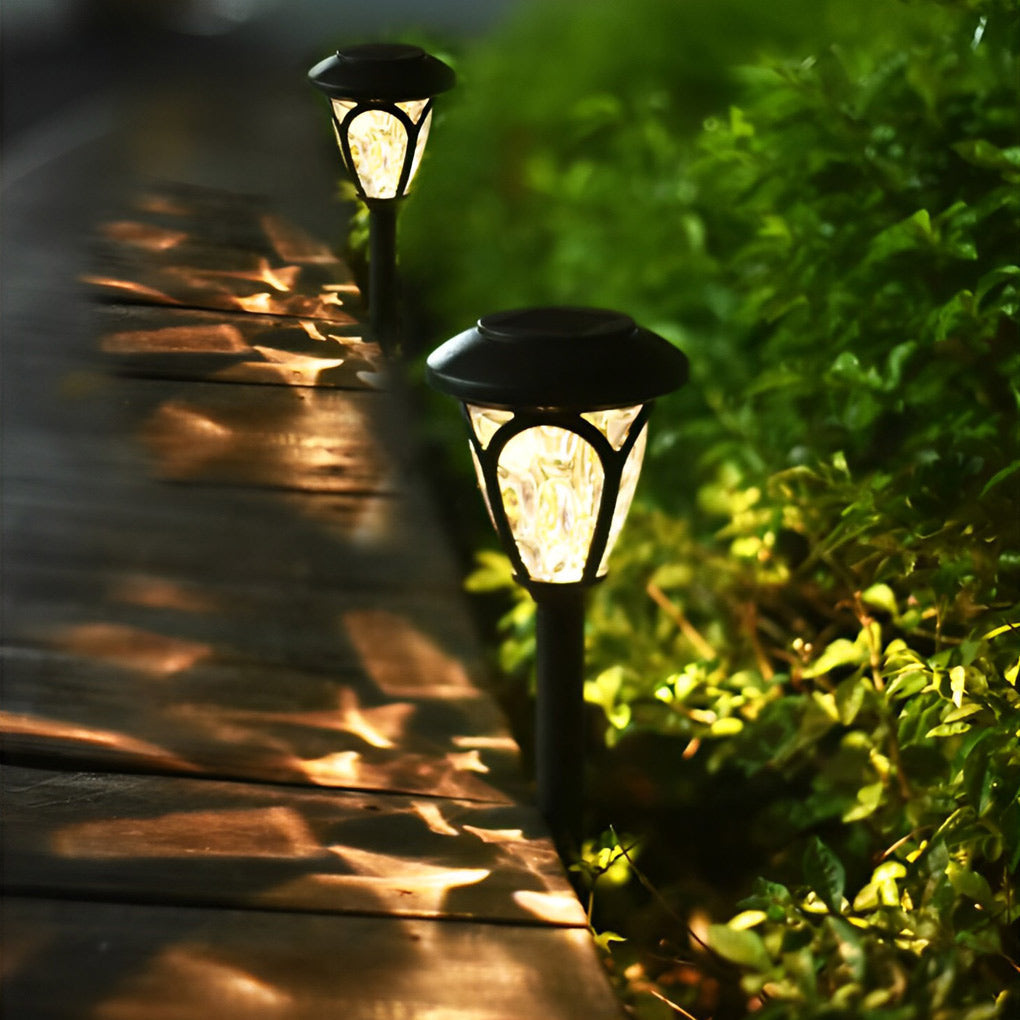 2PCS Intelligent Solar LED Lawn Lamps with Black Opaque Glass Shade