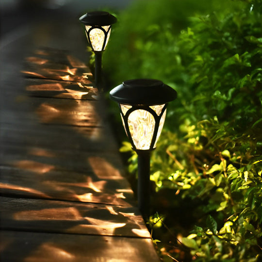 2PCS Intelligent Solar LED Lawn Lamps with Black Opaque Glass Shade