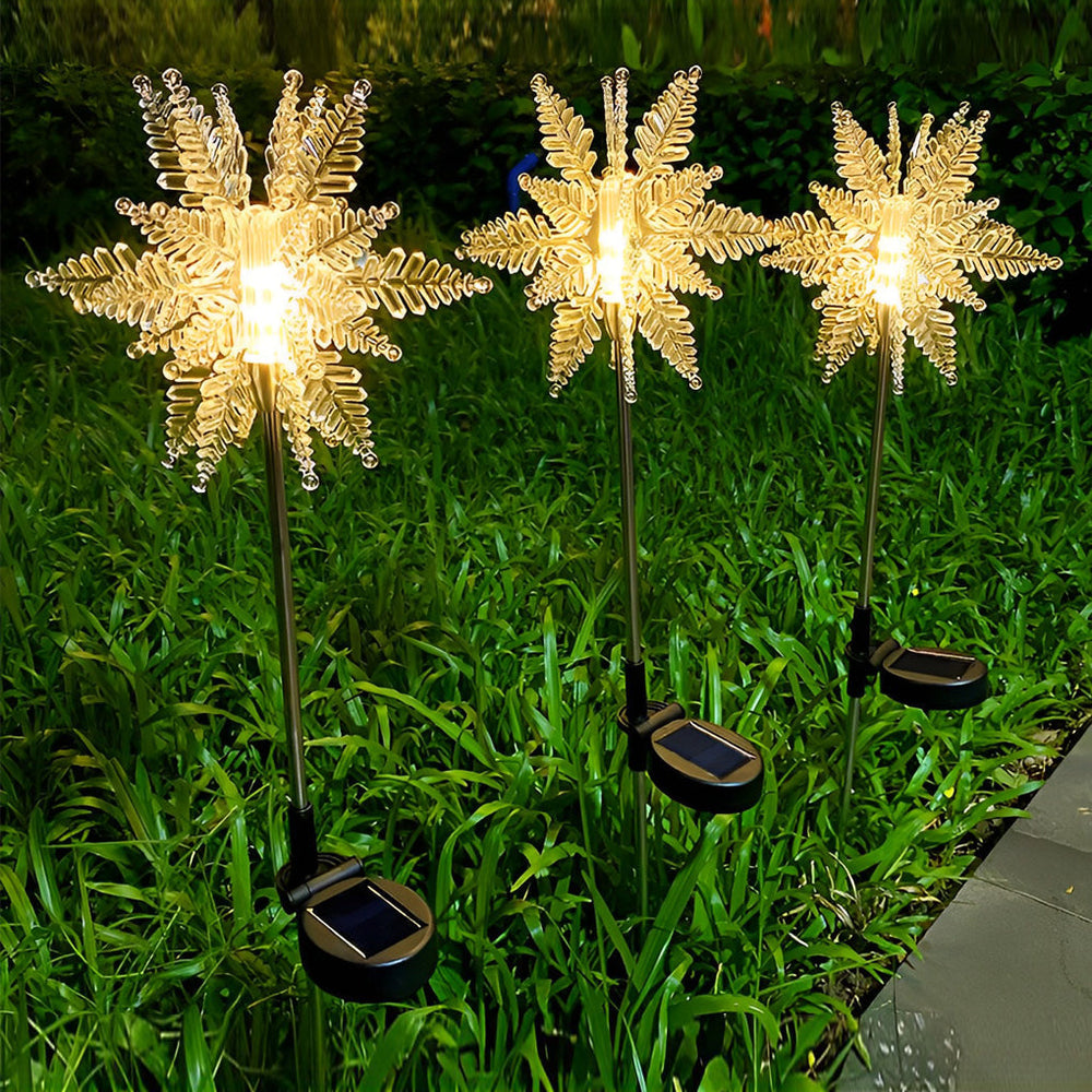 Acrylic Solar Snowflake Lawn Lights 2PCS Set for Festive Outdoor Ambience