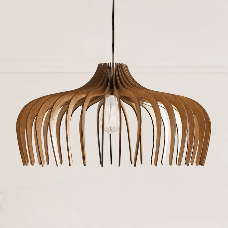 Athena Handcrafted Mid Century Modern Wood Chandelier – Natural Elegance for Your Space