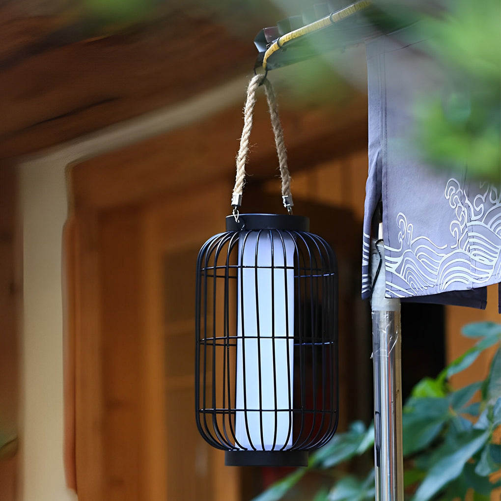 Classic Iron Lantern Solar Lawn Lamp Waterproof Portable Outdoor Light