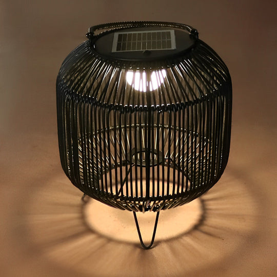 Waterproof Portable LED Rattan Retro Solar Powered Outdoor Lanterns