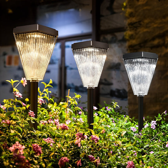 Modern Solar Post Light with Ripple Lampshade – Dimmable LED