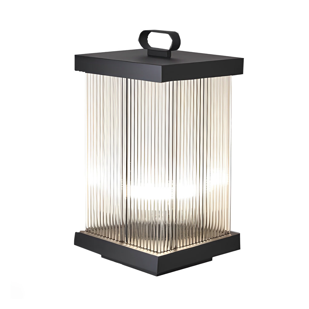 Portable Solar Lantern with Square Rippled Glass Design