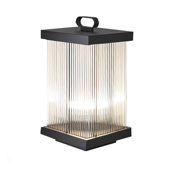 Portable Solar Lantern with Square Rippled Glass Design