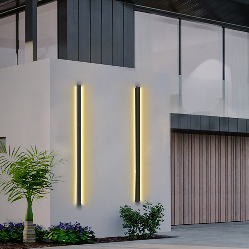 Black Long LED Linear Outdoor Wall Lights – Modern Waterproof Porch & Garden Lighting