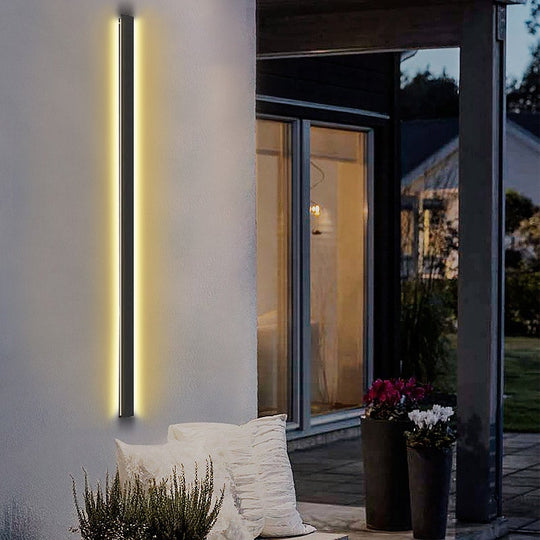 Long Linear LED Waterproof Black Minimalist Outdoor Wall Lights Exterior Lights