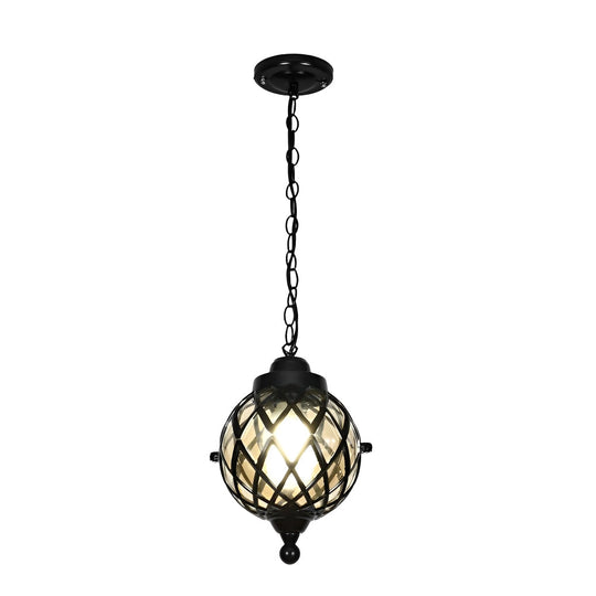 1-Light Tea Glass Globe Outdoor Pendant Light