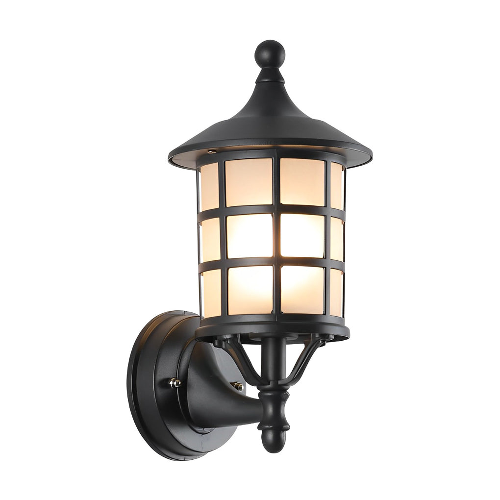 Retro Round Three Step Dimming Black Solar Wall Sconce Waterproof