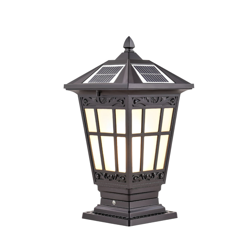 Waterproof Aluminum LED Brown Retro Solar Post Cap Lights Pillar Lamp