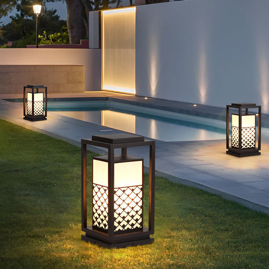 Retro Black LED Solar Lawn Lamp Pathway Lights