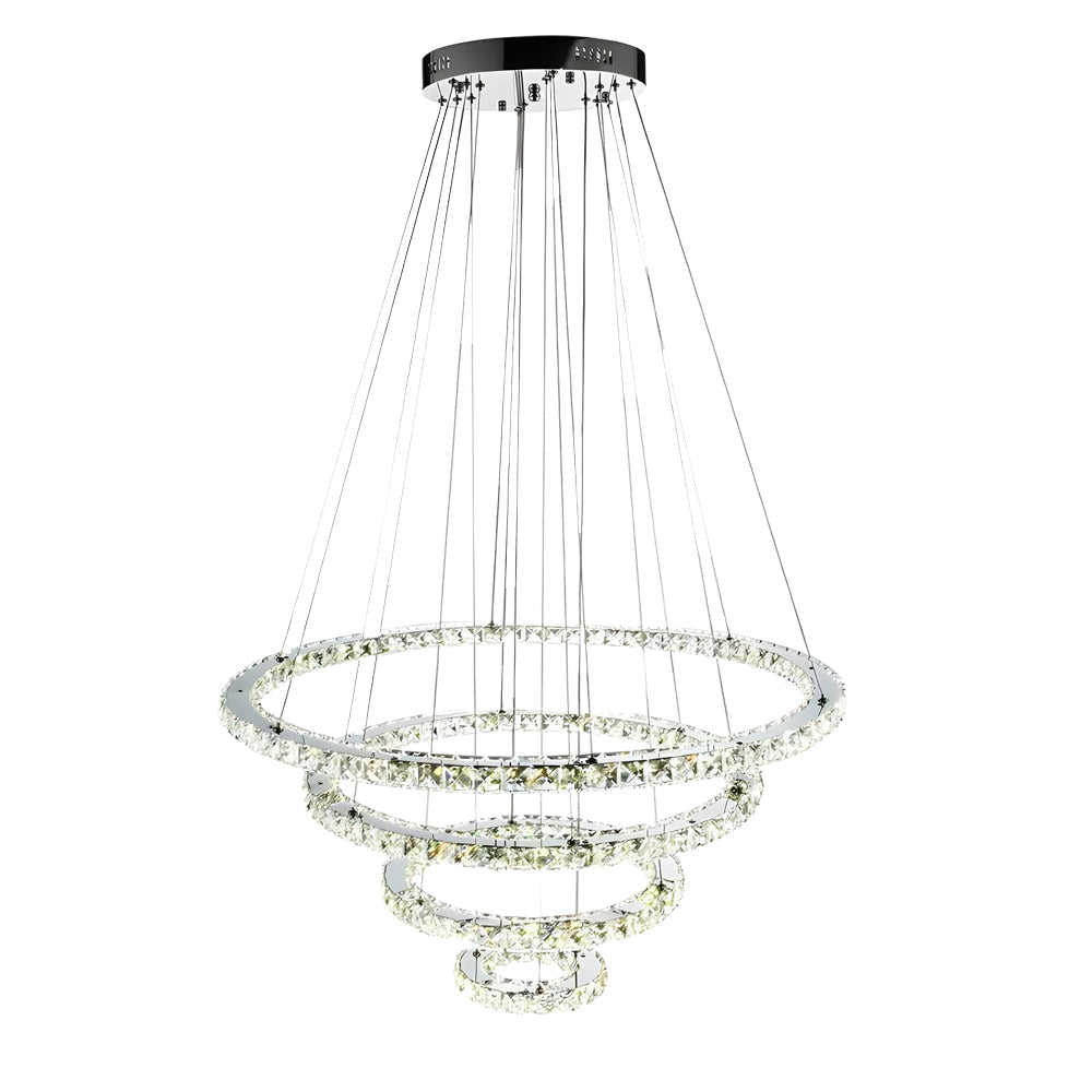 4 Rings Electroplated Crystal LED Modern Chandelier Pendant Light