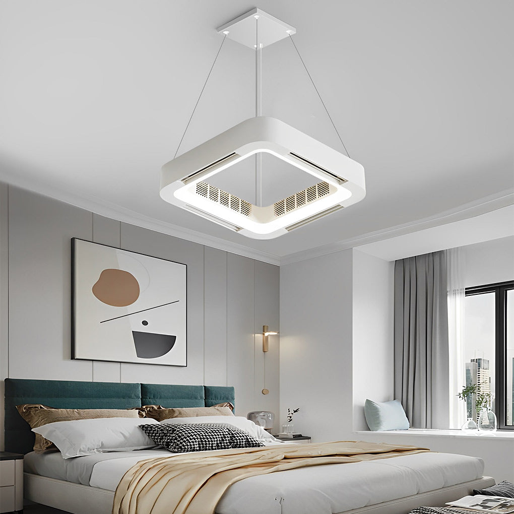 Modern Bladeless Inverter Ceiling Fan with LED Chandelier Light