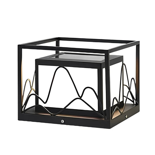 Square Solar LED Outdoor Post Cap Lights with Mountain Design