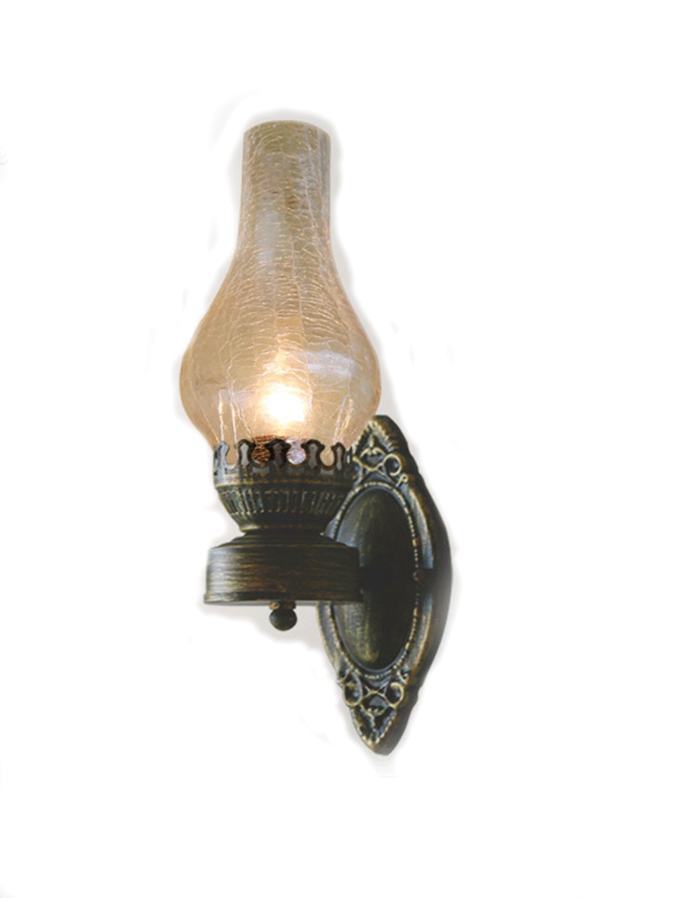 Vintage Bronze Wall Mount Kerosene Iron Light with Glass Shade