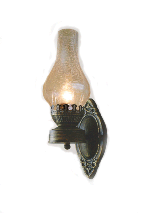 Vintage Bronze Wall Mount Kerosene Iron Light with Glass Shade