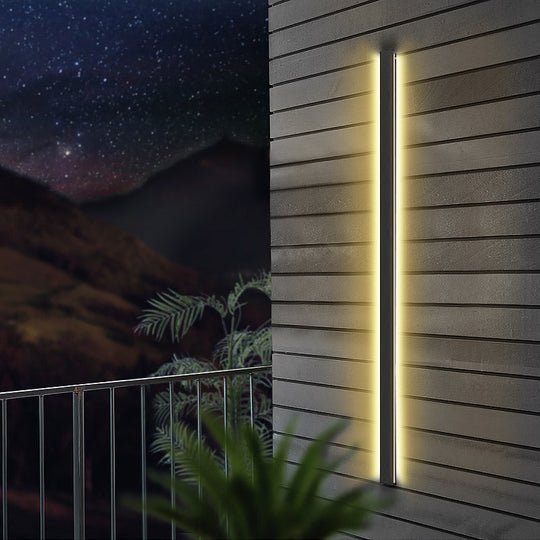 Black Long Linear Metal Waterproof Dimmable Modern Outdoor Wall Lights