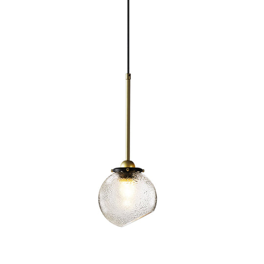 Gold Sphere Hanging Light with Water Glass Shade - Modern Ceiling Suspension Lamp