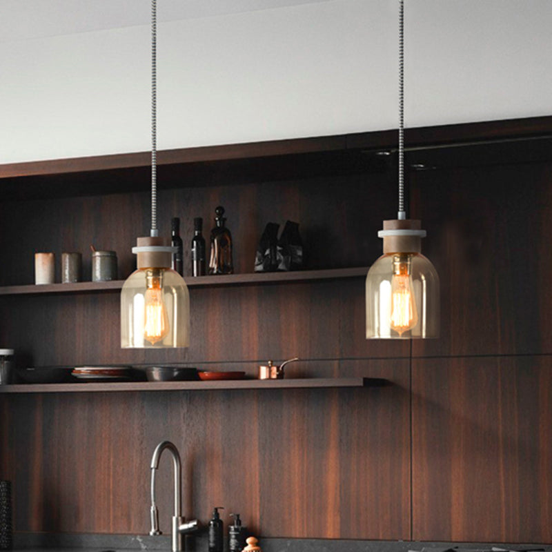 Contemporary Amber Glass Urn Ceiling Light: Stylish 1-Head Pendant for Kitchen Lighting