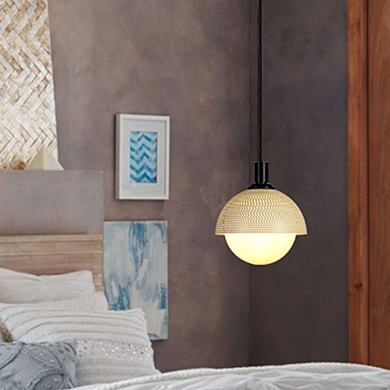 Modern Metal Hanging Pendant Ceiling Lamp - 1 Head, Beige/Gray and Green, for Bedroom