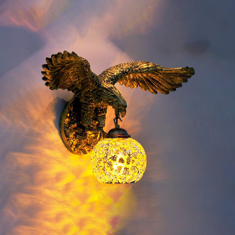 Globe Wall Mounted Mediterranean Sconce Light with White/Beige/Red Glass for Outdoor Use