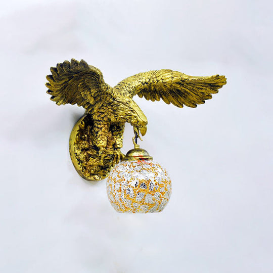 Globe Wall Mounted Mediterranean Sconce Light with White/Beige/Red Glass for Outdoor Use