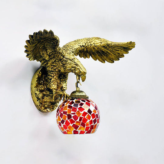 Globe Wall Mounted Mediterranean Sconce Light with White/Beige/Red Glass for Outdoor Use