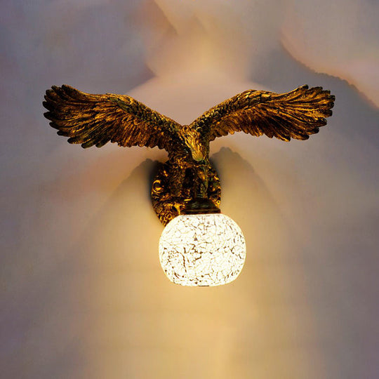 Globe Wall Mounted Mediterranean Sconce Light with White/Beige/Red Glass for Outdoor Use