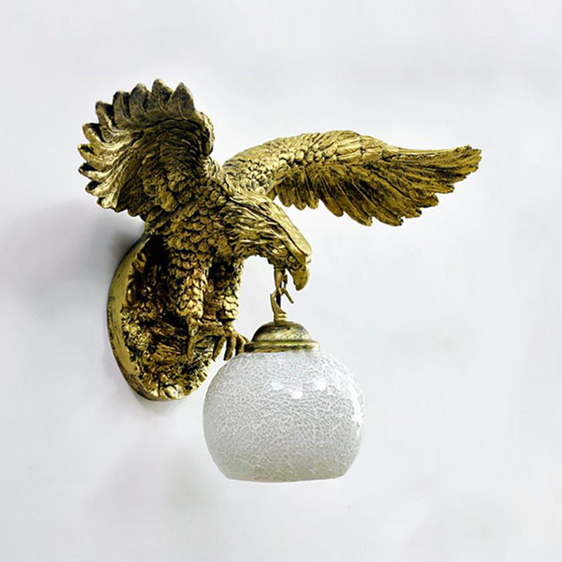 Globe Wall Mounted Mediterranean Sconce Light with White/Beige/Red Glass for Outdoor Use