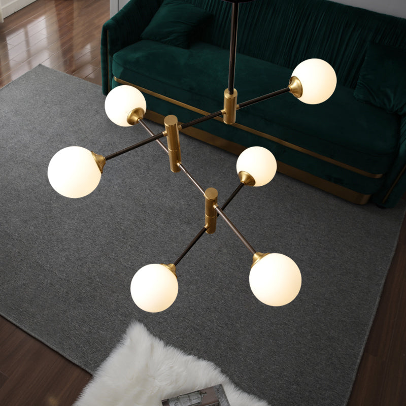 Contemporary Glass Bubble Chandelier with 6 Bulbs - Dining Room Ceiling Lamp