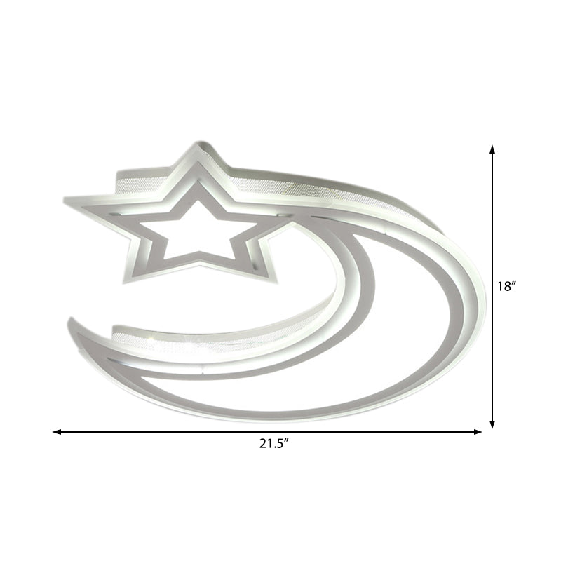 Kids' Cartoon Acrylic LED Flush Ceiling Light - Crescent and Star Design for Bedroom