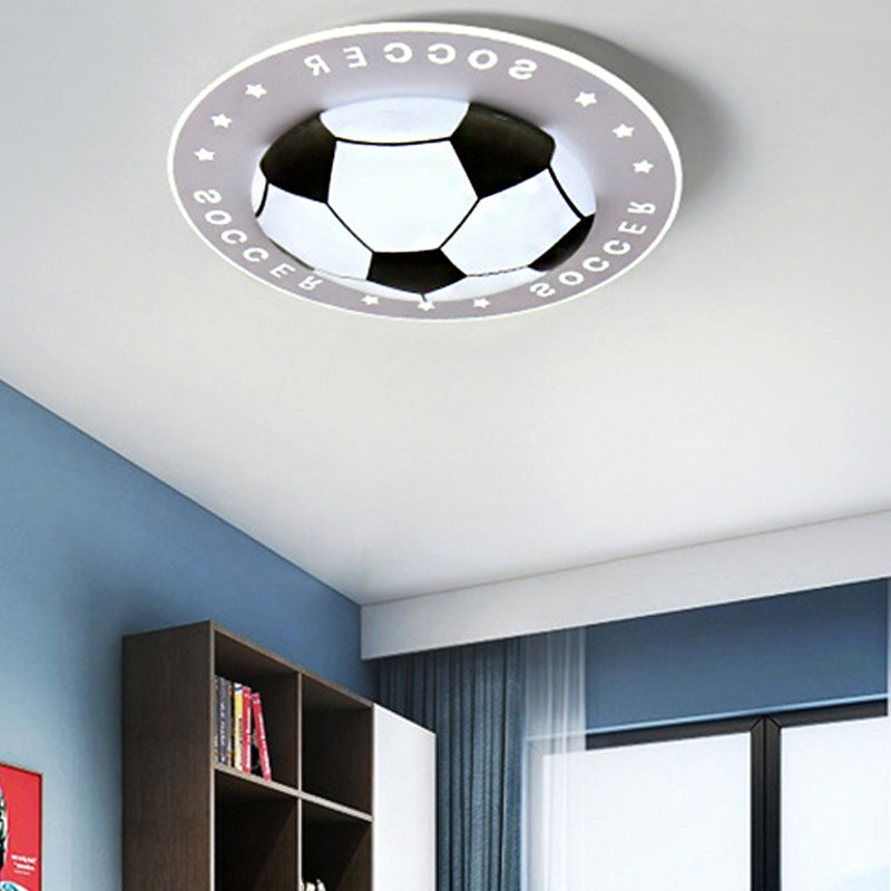 Football Flush Mount LED Ceiling Light for Kids Bedroom: Metal & Acrylic Sport Style