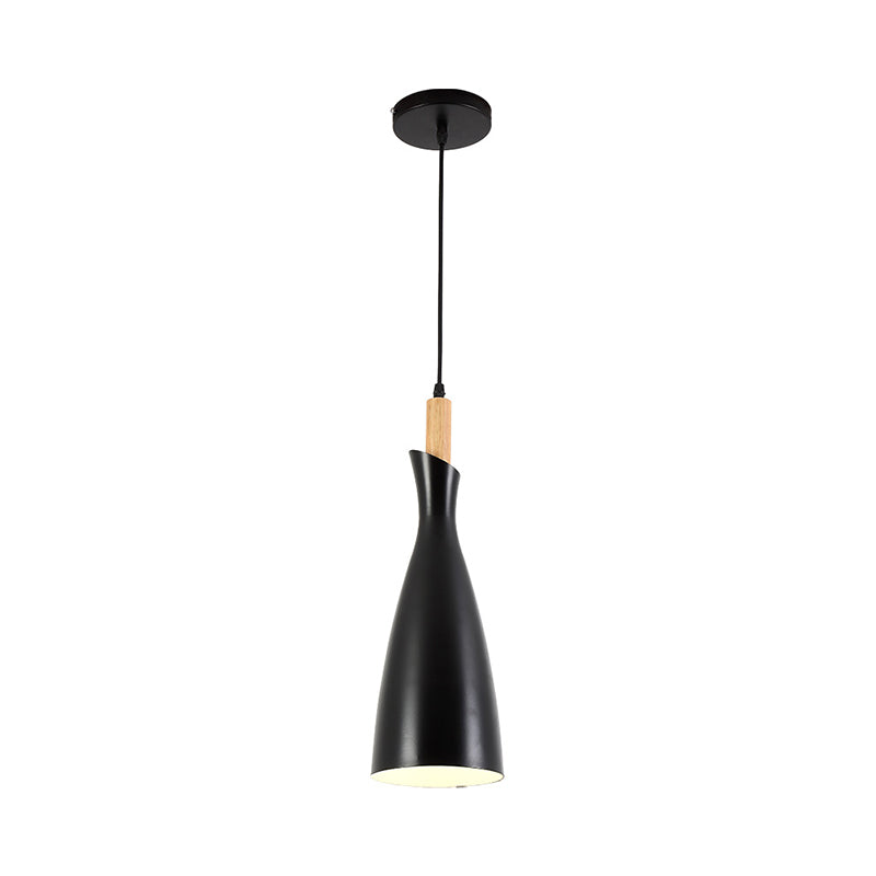 Minimalist Metal Kitchen Pendant Light - Tapered Design, 1 Head, Down Lighting (Black/White/Grey)