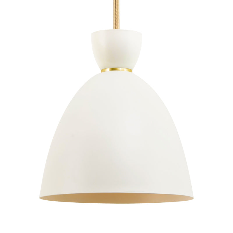 Modern White/Pink Dining Room Pendant Light with Domed Metal Shade