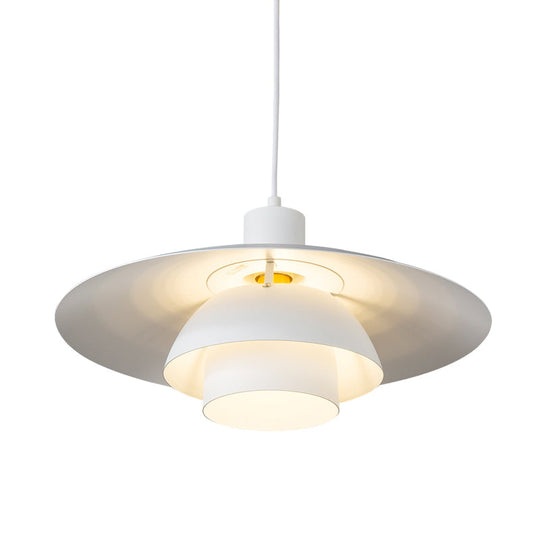 Contemporary Metal Pendant Lamp - 3-Tiered, 1-Light, White
