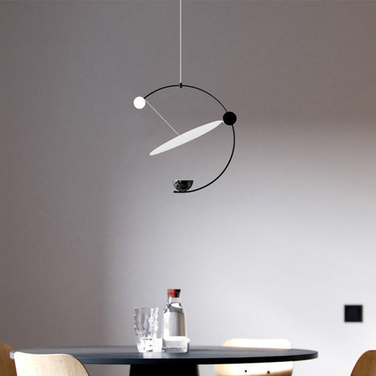Modern LED Black Orbit Pendant Chandelier – Minimalist Design, Super Thin Acrylic, Hanging Light