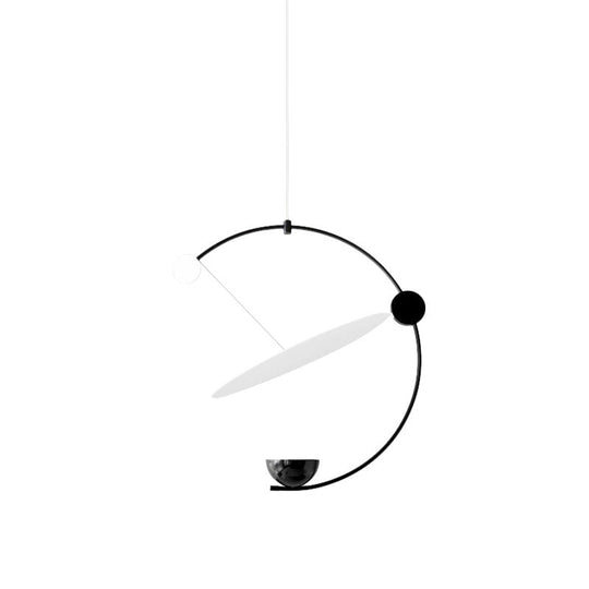 Modern LED Black Orbit Pendant Chandelier – Minimalist Design, Super Thin Acrylic, Hanging Light