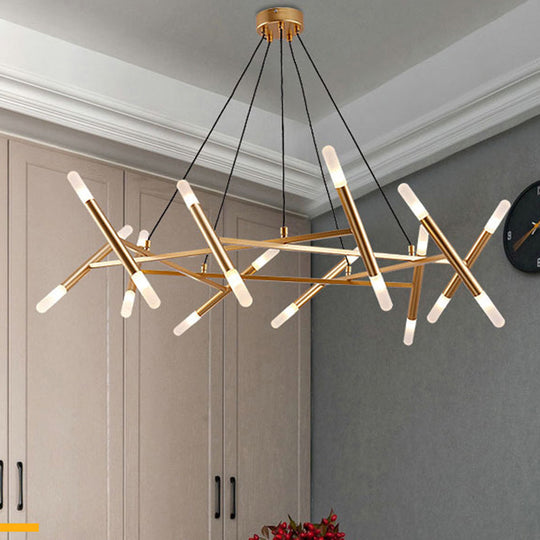 Modern Gold Tubular Acrylic Kitchen Chandelier – Stylish LED Ceiling Lamp