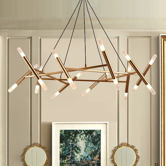 Modern Gold Tubular Acrylic Kitchen Chandelier – Stylish LED Ceiling Lamp